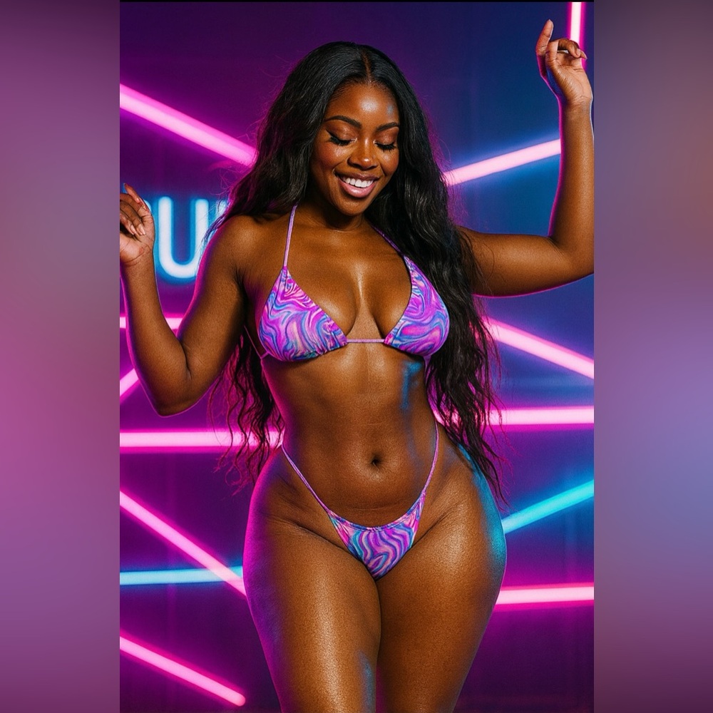 Vibrant Pink and Purple Women's microkini